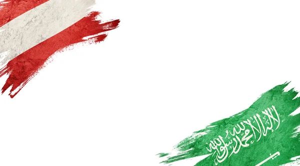 Vlajky Rakouska a Saúdské Arábie na bílém pozadí — Stock fotografie